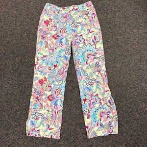 Harold's Colorful Paisley Print Straight Leg Pants Boho Festival Resort Wear